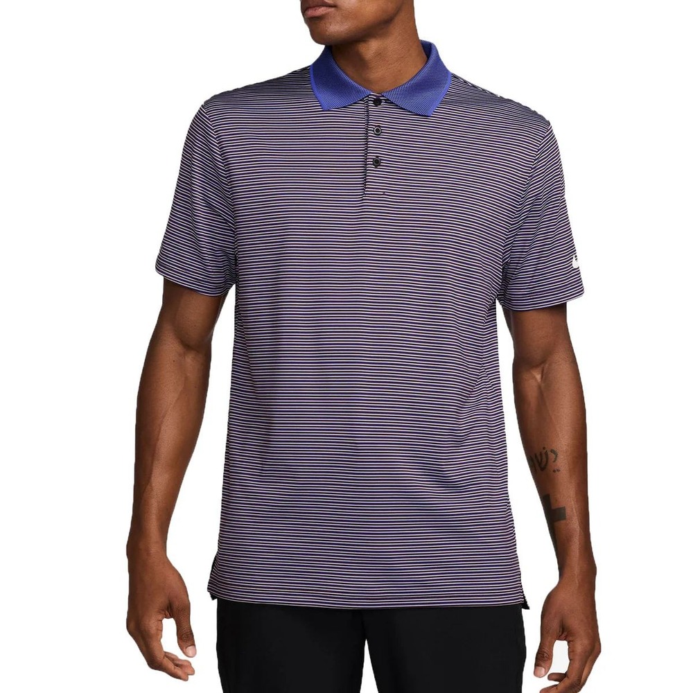 Nike Golf Dri-FIT Polo Shirt Mens Small Purple Striped Excellent Short Sleeve